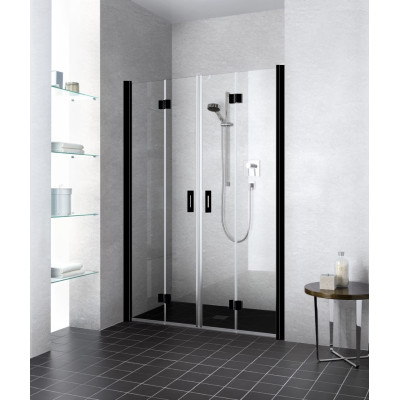 Dveře zalamovací Kermi Liga LI2T4 140X200CM ČERNÁ/ČIRÉ+KC