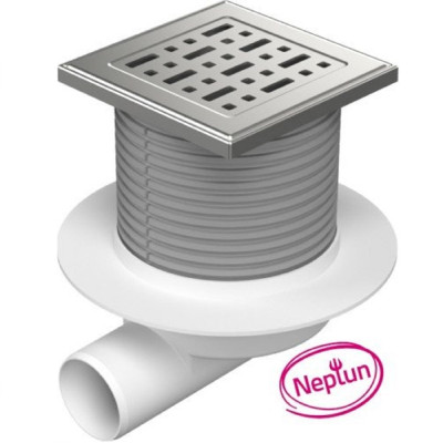 Vpust podlahová boční PVB50XN-L2 DN50 NEREZ 122X122MM NEPTUN