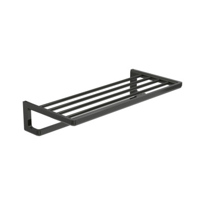 Police na ručníky s tyčí Roca Tempo 600X273X119MM TITAN ČERNÁ LESKLÁ
