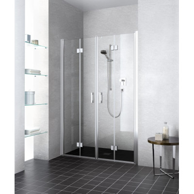 Dveře zalamovací Kermi Liga LI2T4 140X185CM STŘÍBRNÁ LESK/ČIRÉ+KC
