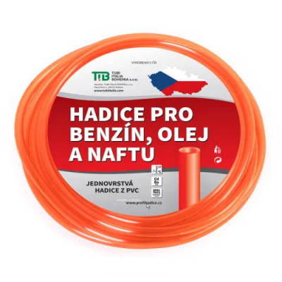 Hadice jednovrstvá na benzín Tubi BT 8X11MM L=100M ČERVENÁ