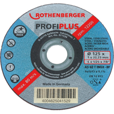 Kotouč řezný INOX Rothenberger Profi PLUS 125X1 DÓZA 10 KS