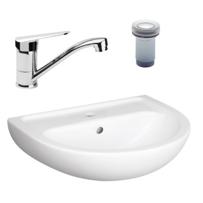 SET umyvadlo Optiline Perfetto 55x45cm +BATERIE PLANO BERN+CLICK-CLACK