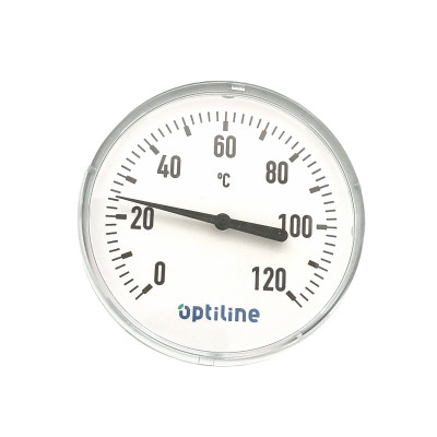 Teploměr bimetalový Optiline pr.100mm JÍMKA 60MM MS R1/2˝ 0-120 °C